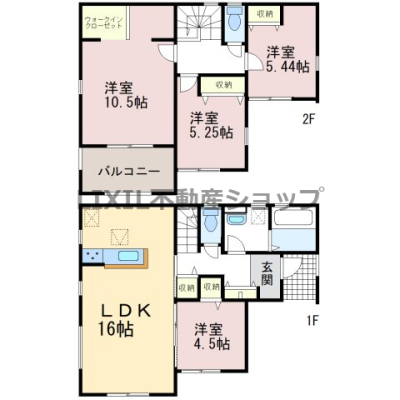  2�����̊Ԏ��}�ł��B �L�X�Ƃ���4LDK�I�S�Ă̋������쓌�����ŗz������₷���Ȃ��Ă��܂���