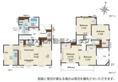  �y�Ԏ��}�z2�����@�Ԏ��}�ł��B �L�X�I3(4)LDK�{WIC�Ń��r���O�͐܂�グ�V��I