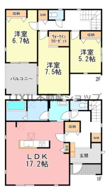  �y�Ԏ��}�z2�����@�Ԏ��}�ł��B 3LDK�ōL�X�A�������g���܂��I �S�������[�t���I LDK17.2���I