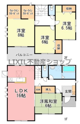  �y�Ԏ��}�z1�����@�Ԏ��}�ł��B 4LDK�̊Ԏ��őS�������[���ł��� 2�K�̗m���ɂ̓E�H�[�N�C���N���[�[�b�g������A���[�ɂ��]�T���ł܂��ˁ�