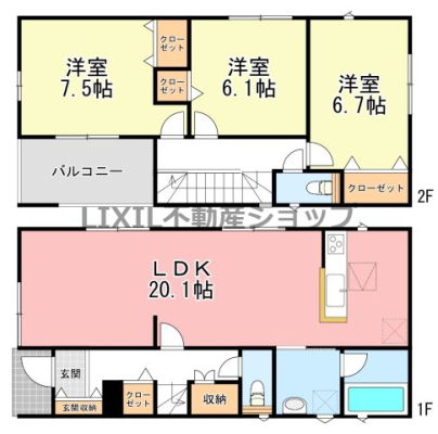  �y�Ԏ��}�z3�����@�Ԏ��}�ł��B 3LDK�̊Ԏ��ŁA�e�������[���t���Ă��܂���