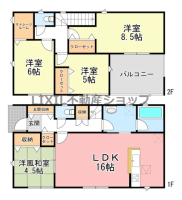  �y�Ԏ��}�z2�����@�Ԏ��}�ł��B 4LDK�̊Ԏ��ŁA�e�������[�t���ł��I