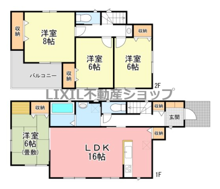  �y�Ԏ��}�z�Ԏ��}�ł��B 4LDK�̊Ԏ��Ŋe�������[�t���ł��I