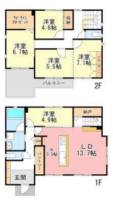  ���[�͖L�x��4LDK�I17�����̍L�XLDK�I���Ԏd�؂��5LDK�ɂ��Ή��B�Ƒ��̐�����p�r�ɍ��킹�ď_��Ɏg����Ԏ��B