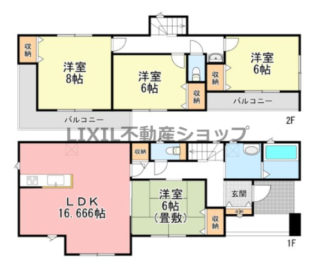  �y�Ԏ��}�z7�����@�Ԏ��}�ł��B 4LDK�̊Ԏ��ŁA1�K�ɂ͏��~���̗m����LDK�Ɨאڂ��Ă���g�����̕����L����܂���